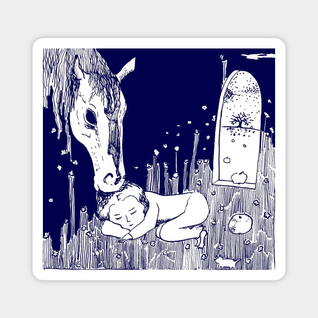 Horse awakening Magnet by ruta13art