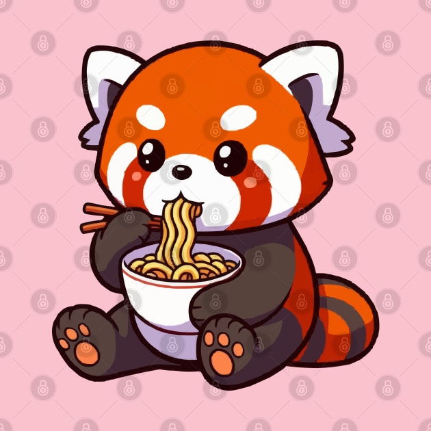 cute red panda ramen enthusiast by fikriamrullah