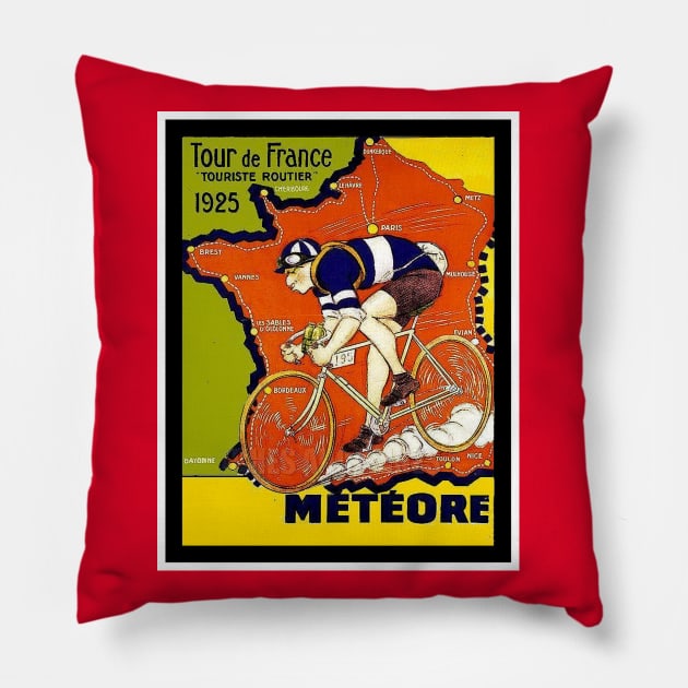 Tour De France Vintage 1925 Bicycle Racing Print Pillow by posterbobs