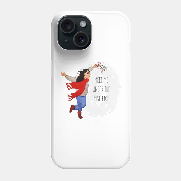 Meet me  under the mistletoe - Illustration Phone Case by Le petit fennec