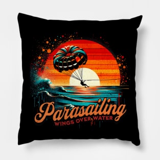 Parasailing Wings over Water Design Pillow