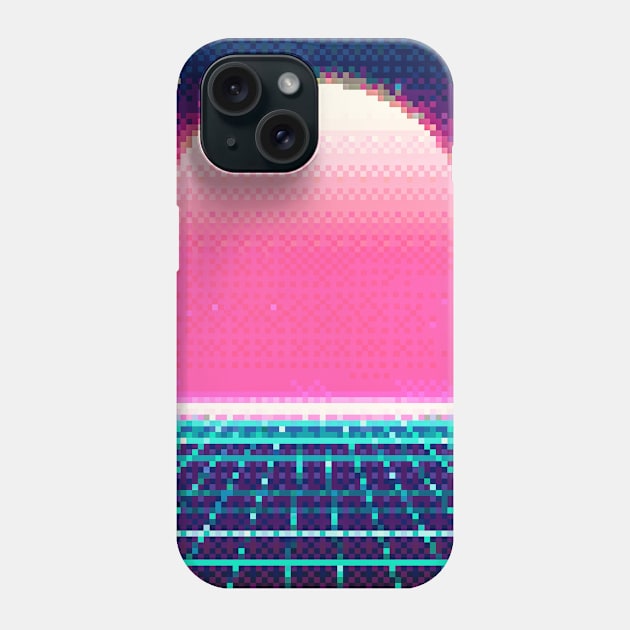 1980s Sunset Retro Pixel Art Phone Case by TheVintageChaosCo.