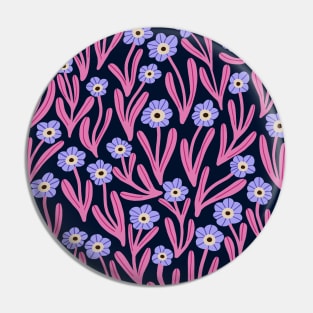 Cute minimalist ditsy flowers in blue and pink Pin