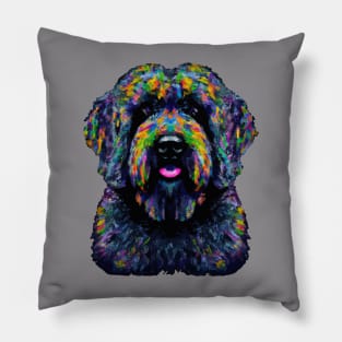 Black Russian Terrier Dog Ink Print Pillow