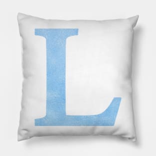 The Letter L Blue Metallic Design Pillow