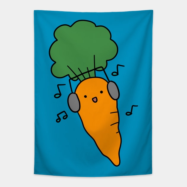 Carrot with Headphones Tapestry by saradaboru