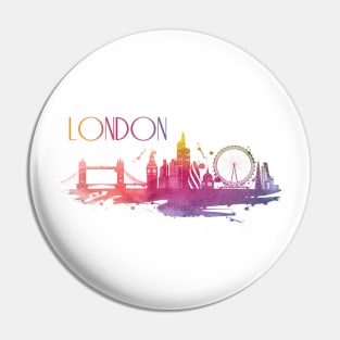 London Watercolor Skyline Pin