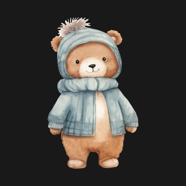 fat bear wearing a winter scarf by YoulStyle