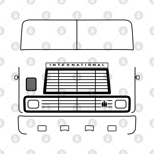 International Harvester 9670 cabover classic truck outline graphic (black) by soitwouldseem