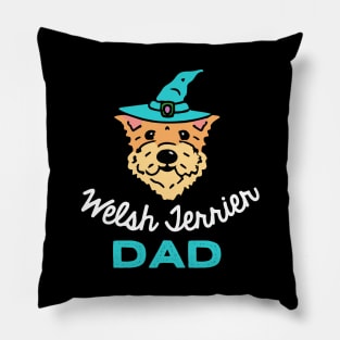 Welsh Terrier Dad Wizard Dog Owner Retro Dog Father Pillow