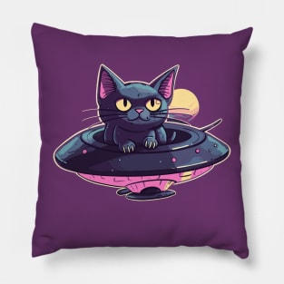 Galactic Kitty in a UFO Pillow