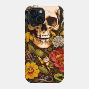 Eternal Bloom - Skull & Floral Fusion Tee Phone Case