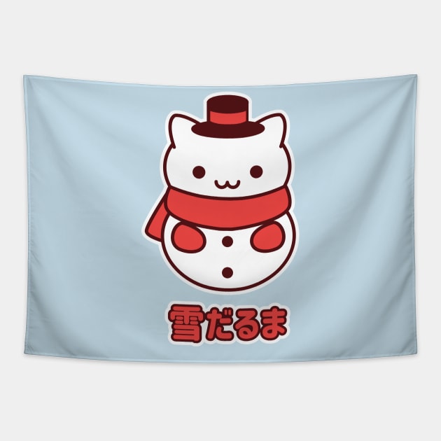 Kawaii Snowman Kitty Tapestry by Kappacino Creations