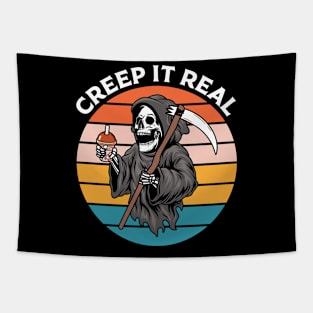 "Creep It Real" Funny Grim Reaper Tapestry