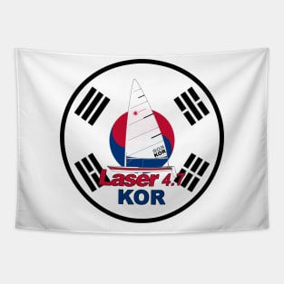 laser class sailboat on flag Korea Tapestry