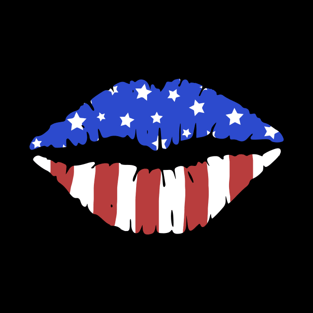 American Flag Lips  4th Of July Gift by Lones Eiless