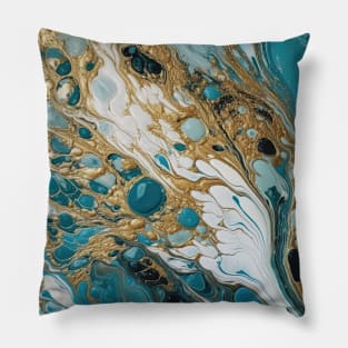 Teal Marble Art Pillow