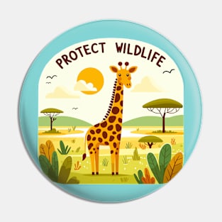 Giraffe in the Savannah - Protect Wildlife Pin