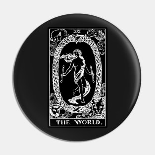 XXI. The World Tarot Card | Obsidian and Pearl Pin