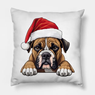 Christmas Peeking Boxer Dog Pillow