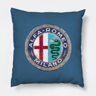 Alfa Romeo Milano Vintage logo Distressed Pillow