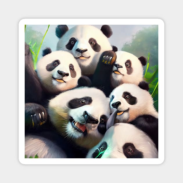 Panda Giant Bear Wild Nature Funny Happy Humor Photo Selfie Magnet by Cubebox