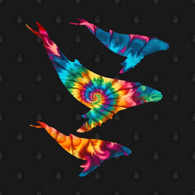 Humpback Whales rainbow Tie Dye Pattern by NicGrayTees