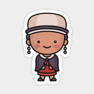 Cute Traditional Ecuadorian Woman Cartoon Magnet