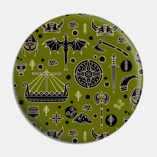 Viking Nordic Pattern for Children on Green Pin