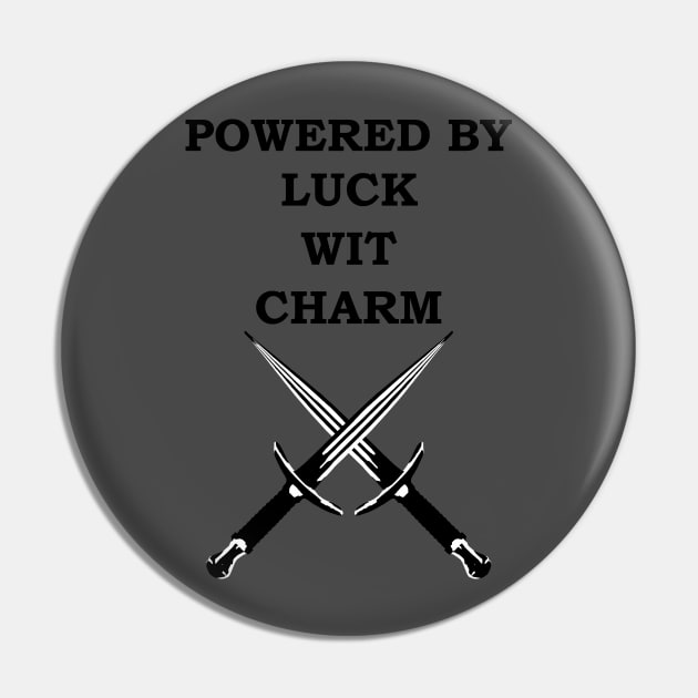 POWERED BY LUCK WIT CHARM ROGUE 5E Meme RPG Class Pin by rayrayray90