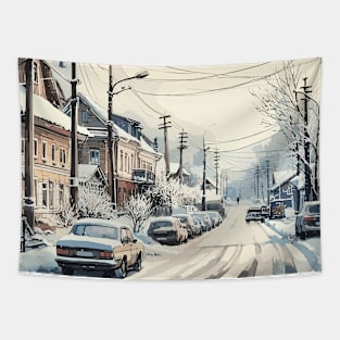 Winter Town Tapestry