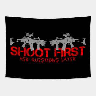 Shoot First Tapestry