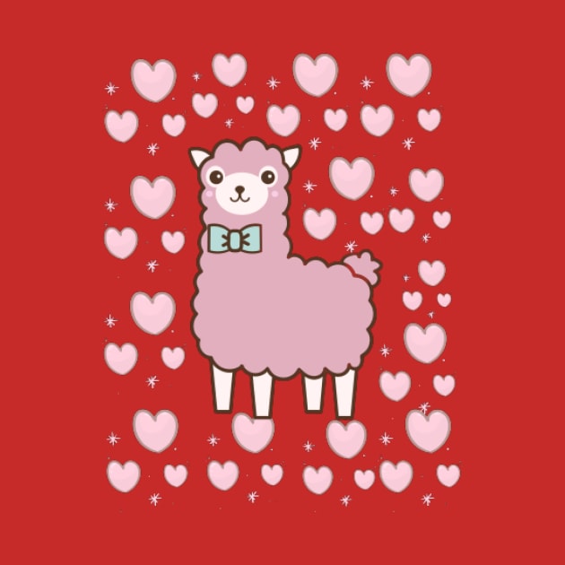 pink llamas and heart by houdasagna