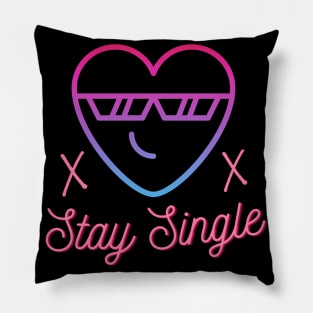 Stay Single Cool Heart Bachelor Anti Love Fun Pillow