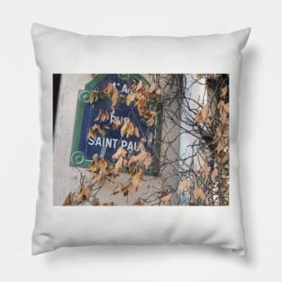 Paris Famous Royal Blue Street Sign Pillow