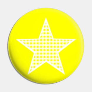 Yellow and White Gingham Star Pin