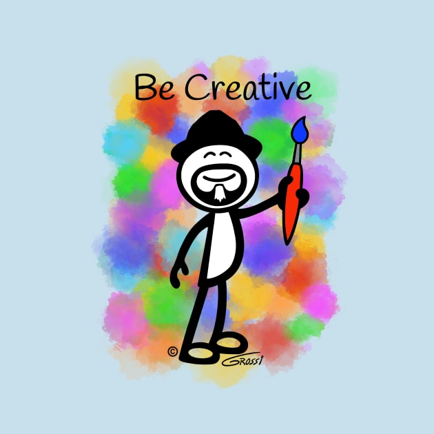 GG Artist Stick Figure “Be Creative” Paint Splotch Background by GDGCreations