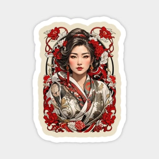 Japanese Geisha Yakuza Oriental retro vintage floral design Magnet