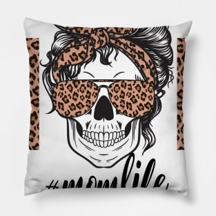 Mom Life Skull Cheetah print Retro Bandana Pillow