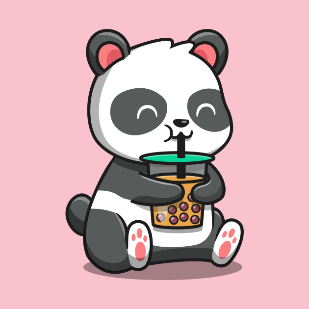 Cute Panda Sipping Boba Milk Tea by Catalyst Labs