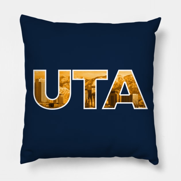 Utah Jazz UTA Skyline Pillow by StupidHead