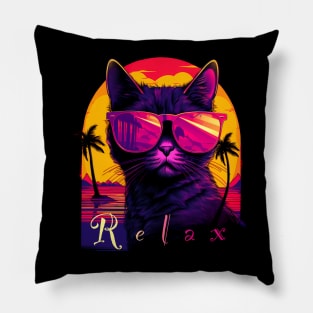 Cat in sunglasses, relax Pillow