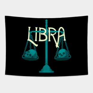 Libra Scales & Skulls Zodiac Tapestry