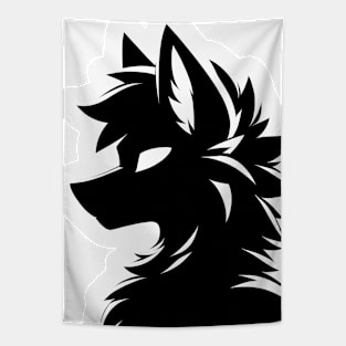 Simple Anthro Furry Wolf Silhouette Tapestry