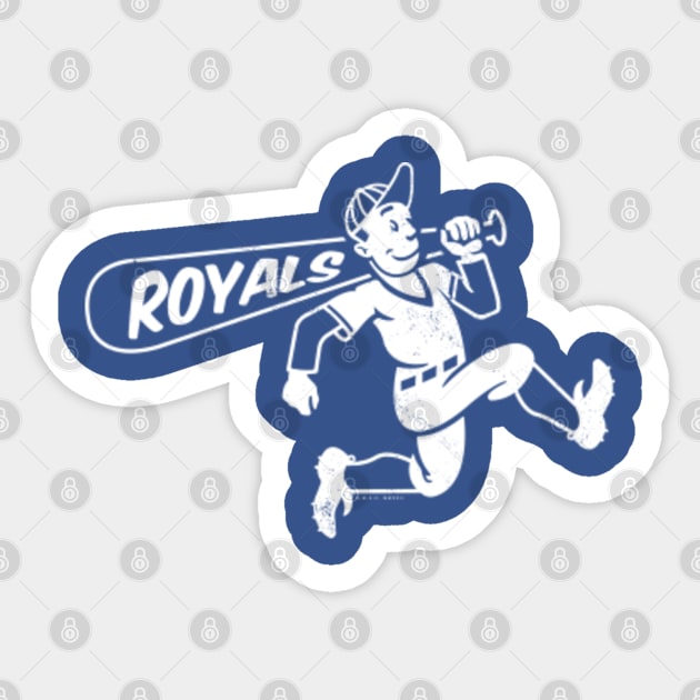 Vintage Running Baseball Player - Kansas City Royals (White Royals