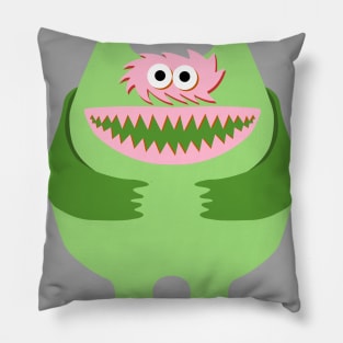 Green Nauga Stuffed Animal Cute Monster Throwback design Pillow