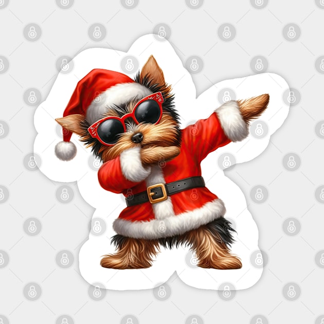 Christmas Yorkshire Terrier Dog Dabbing Dance Magnet by Chromatic Fusion Studio