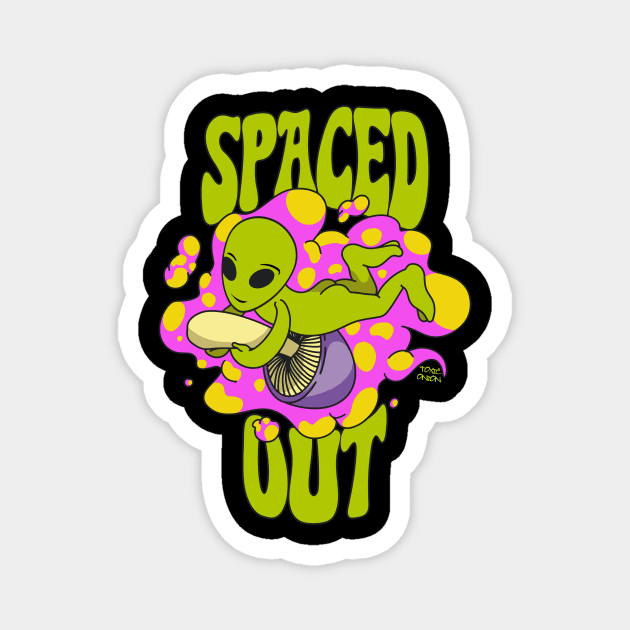 Spaced Out Mushroom Riding Alien Magnet by Cosmo Gazoo