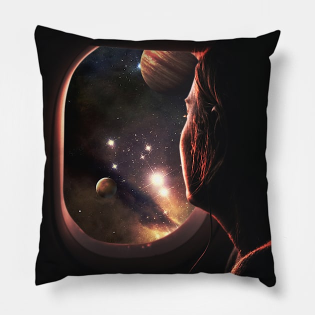 Space transfer Pillow by lacabezaenlasnubes