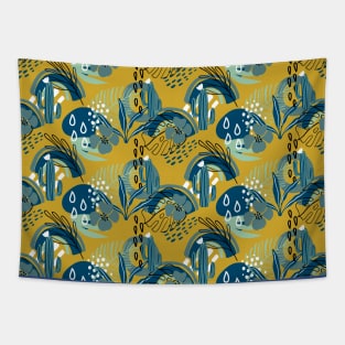 Tropical pattern with exotic plants, cactus, rainbow and modern textures Tapestry